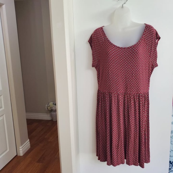 George Swingy Patterned Brick Red Dress fits Sz L 37/38 bust - Picture 1 of 5